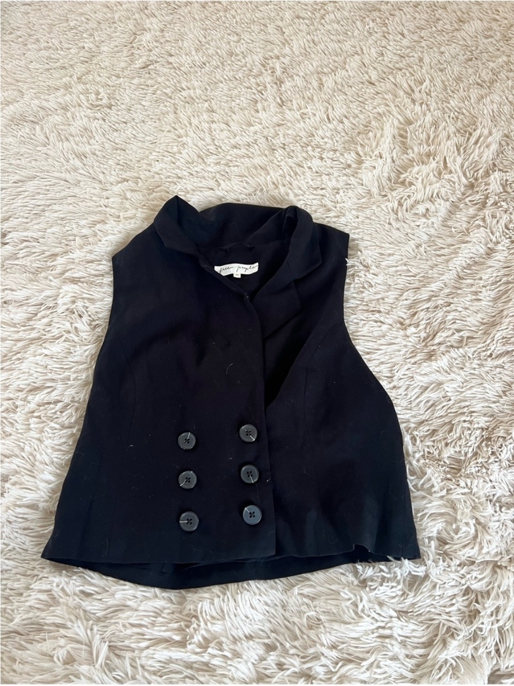 Free People Black Double-Breasted Button-Front Vest